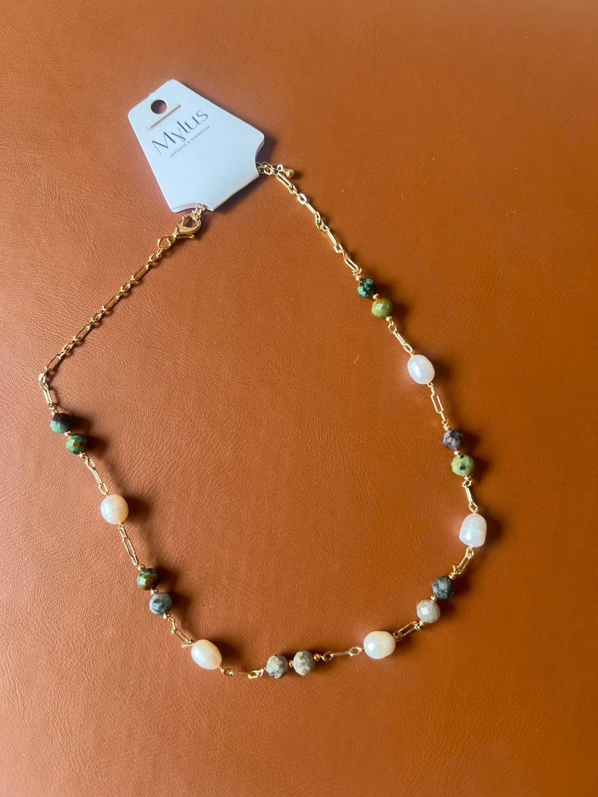 Conjunto Labradorita com Pérolas banhado em Ouro 18K — imagem 2