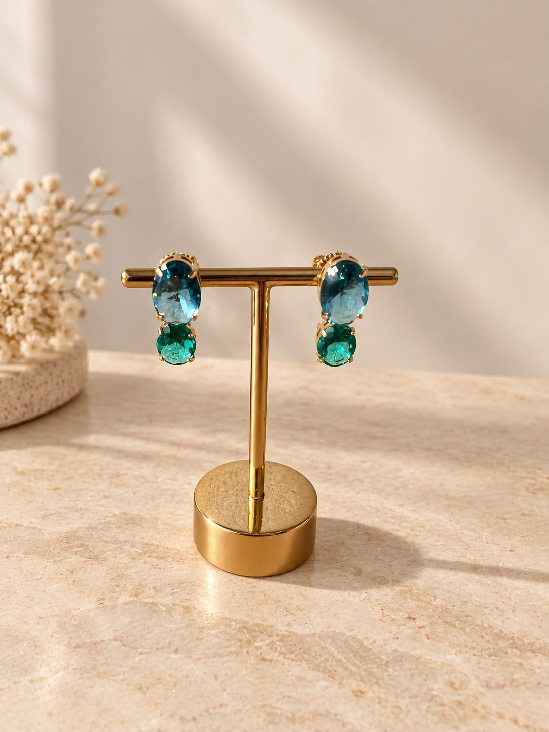 Brinco Cristal banhado em Ouro 18k